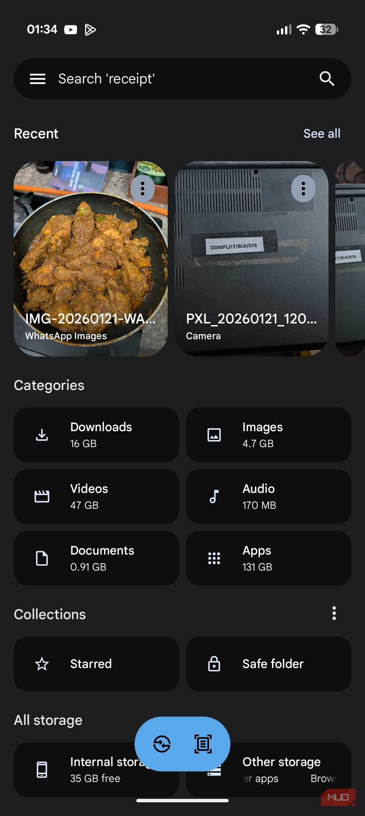 Các tập tin của Google được mở trên Pixel 10 Pro